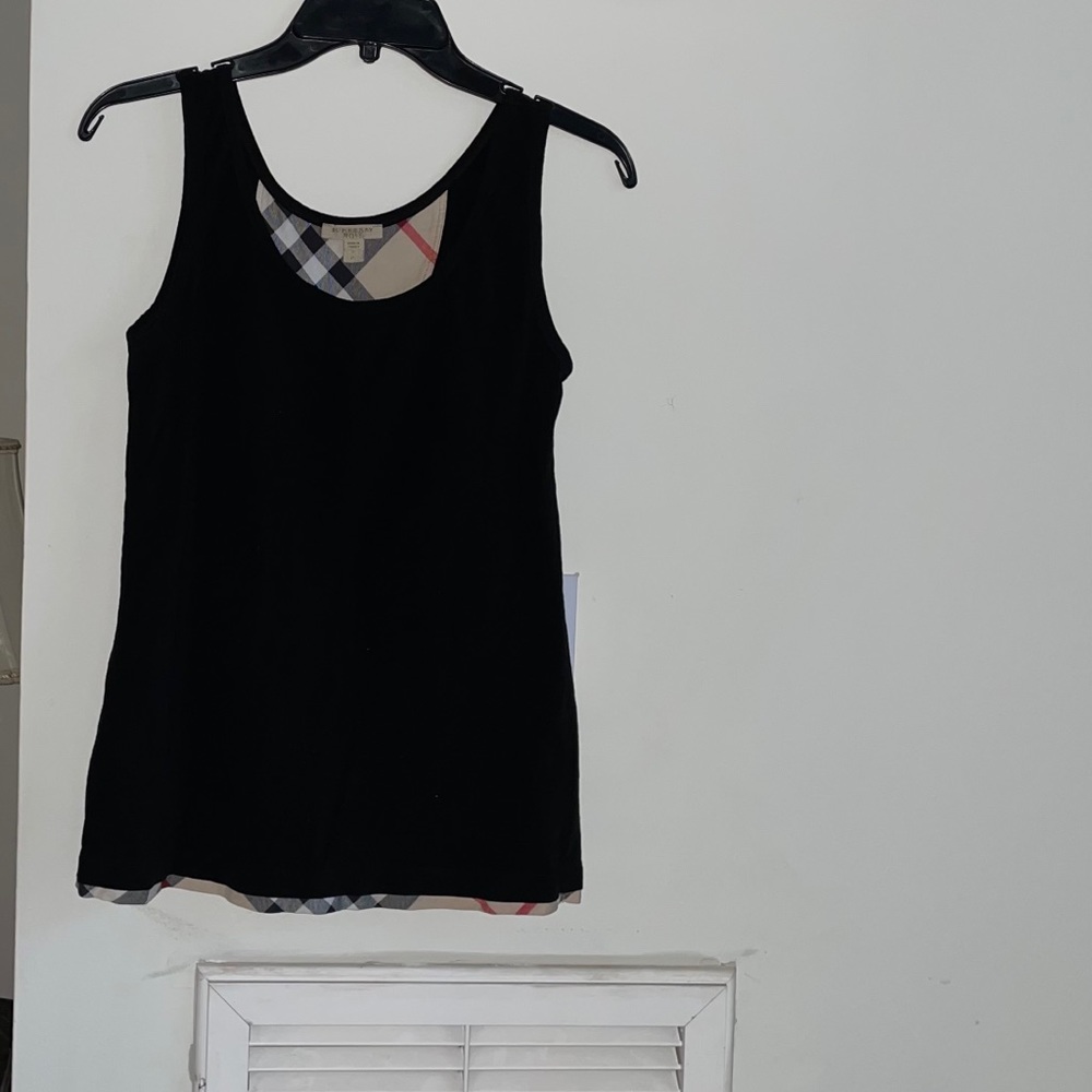 Burberry Black Muscle Tee with Check Pattern